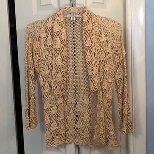 NWT Festive gold crocheted collared shawl